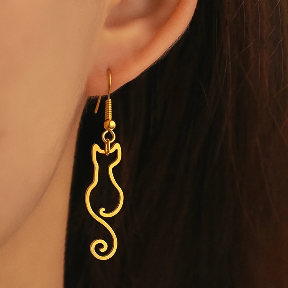 Custom Cat Shape Name Earrings - Women Accessories Name ulasan dan harga