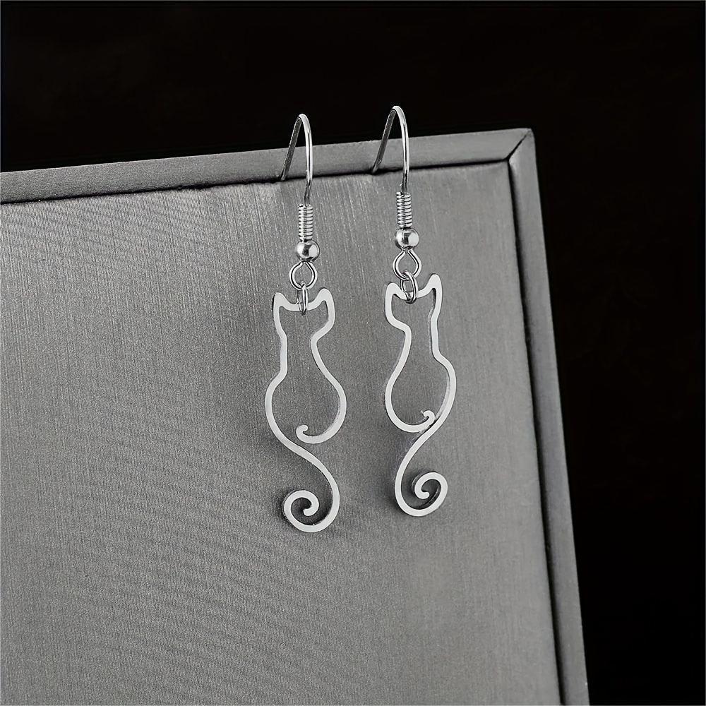 Custom Cat Shape Name Earrings - Women Accessories Name ulasan dan harga